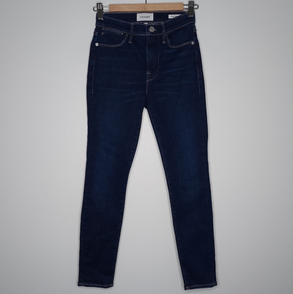 Frame Denim Jean Le High Skinny Crop Sanctuary Stretch Pocket Zip Button 27